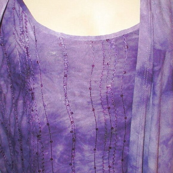 Catherines Starlight Duet Tunic Size 1X Cardigan Layered Look Sequins Embroidere - Picture 4 of 11